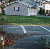 This figure is three images showing paths from the West Memorial school grounds to the nearby residential areas.
